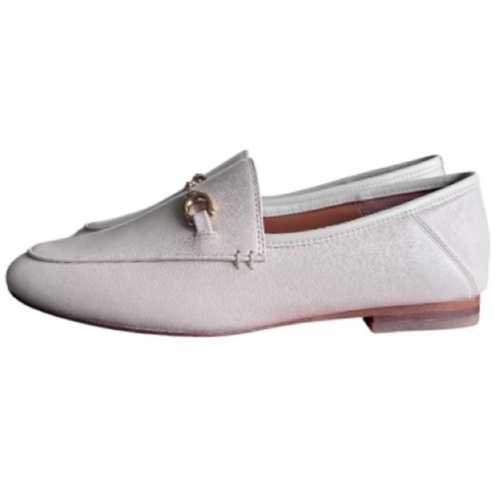COACH Haley Women's White Chalk Leather Gold Horsebit Loafers NEW Size 5.5 - Picture 4 of 11